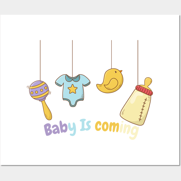 t shirt baby is coming cute baby Wall Art by ✪Your New Fashion✪